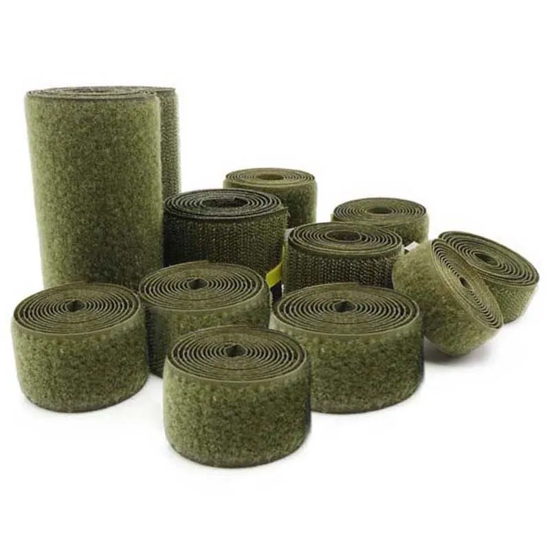 2-10cm Width Olive No Adhesive Hook Loop Fastener Tape For Sewing Magic Tape Sticker Strap Couture Strip