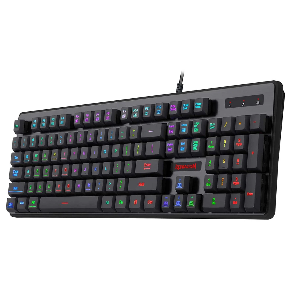 Redragon K509-RGB Juegos de PC teclado 104 clave tranquilo bajo perfil teclado RGB retroiluminado Dyaus teclado con sensación mecánica para