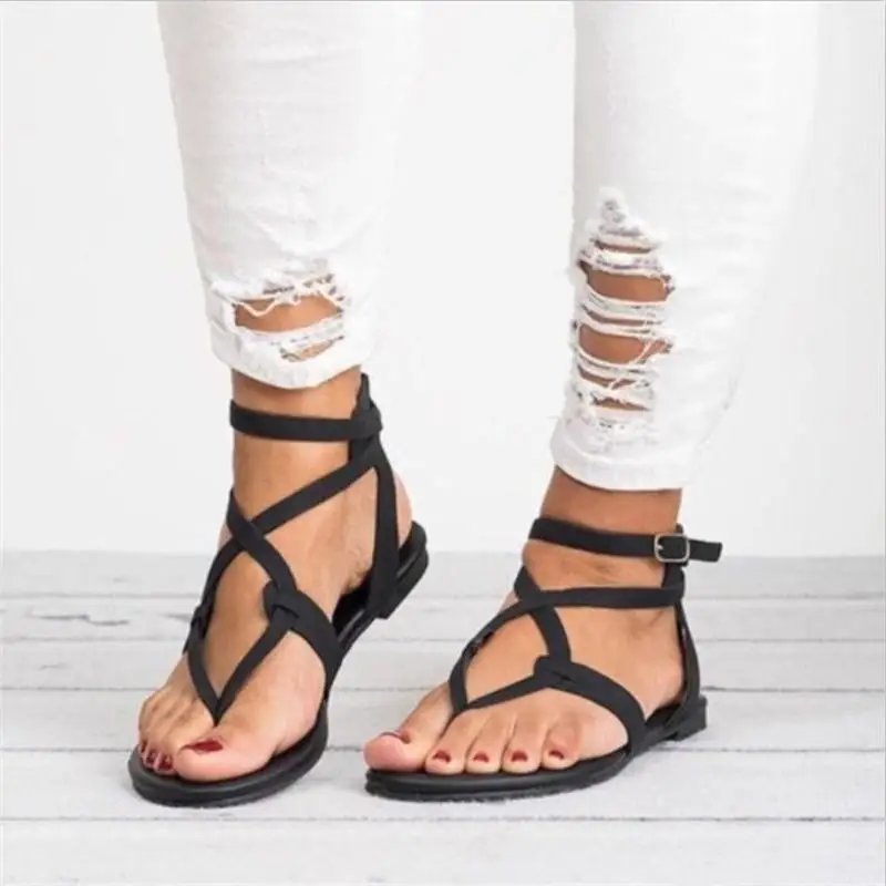 Arrive Women Sandals Gladiator Summer Women Shoes Plus Size 35-43 Flats Sandals Shoes for Women Casual Rome Style Sandalias 458