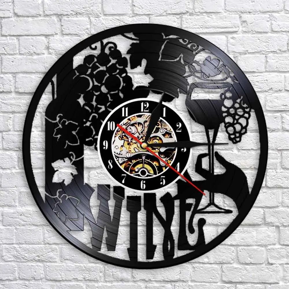 Personality Wine Shop Wall Decor Clock Liquor Relaxation Time Modern Design Make From Vinyl Record Hanging Watch Decorative