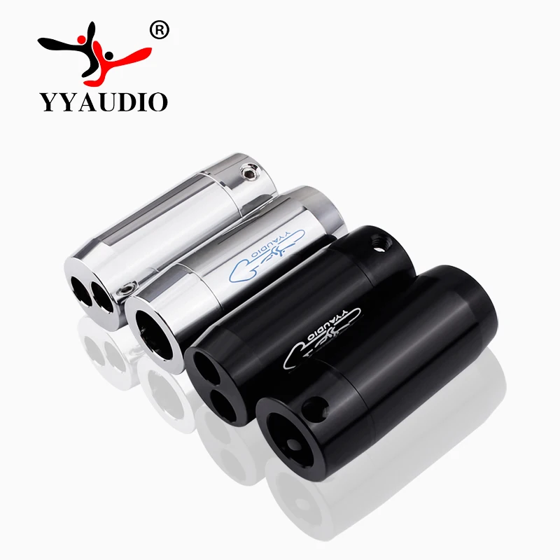 4pcs YYAUDIO DIY HIFI Pure Aluminum or sliver Solid Steel Speaker Video Audio Cable Wire Pants Boots coaxial y splitter