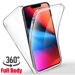 360 Full transparent protective case For iphone 13 123 11 Pro max X XR XS max 6 7 8 plus SE 2020 5s silicone phone cover coque