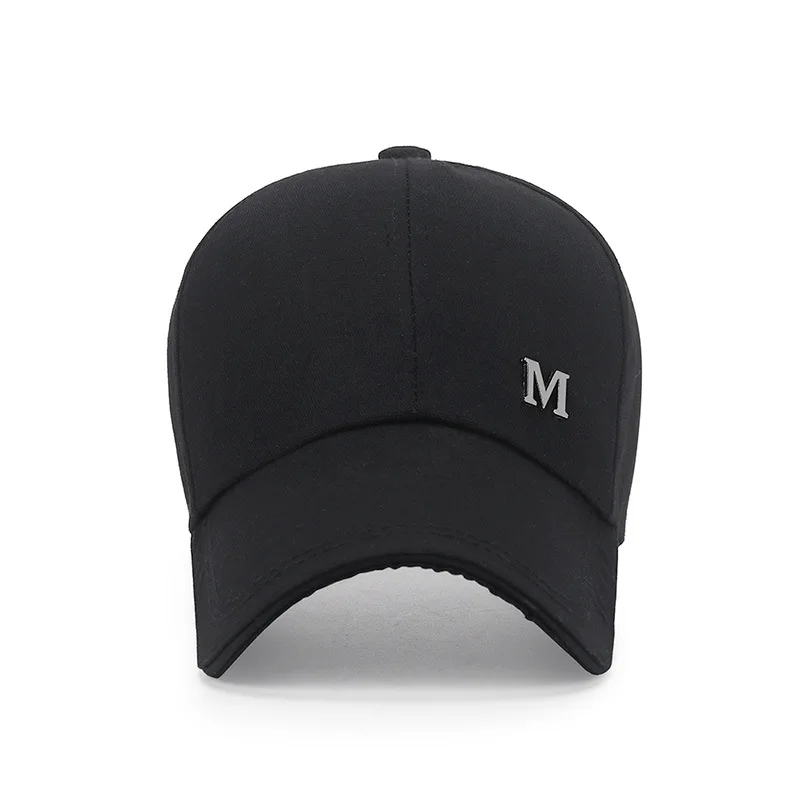 Adjustable Men\'s Sports Cap Stylish Baseball Cap M Letters Long Brim Snapback Hat Leisure Casual Breathable Sunscreen Peaked Cap