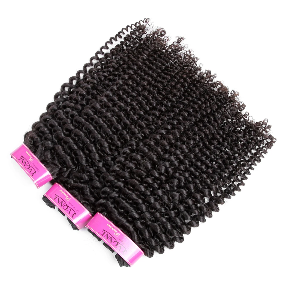 Yvonne 4A 4B Kinky Curly Virgin Hair Bundles 1/4 Bundles Human Hair Weave Natural Color