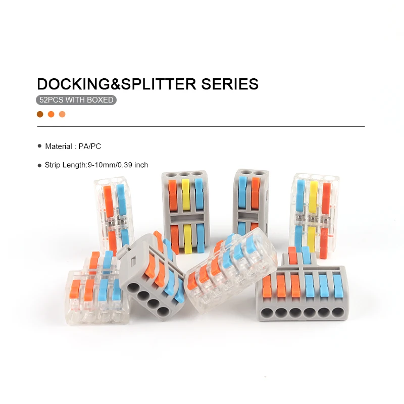 Boxed Mini Splicing Butt Draadconnectors Push-In Dirigent Universele Compacte Terminal Blok Thuis Kabel Splitter Bedrading Connector