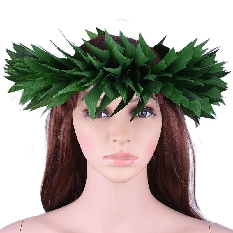 

Free Shipping HL00016B 25pcs/lot Hand-made Artificial Ti Leaves Headband Hawaiian Dance Party Decoration