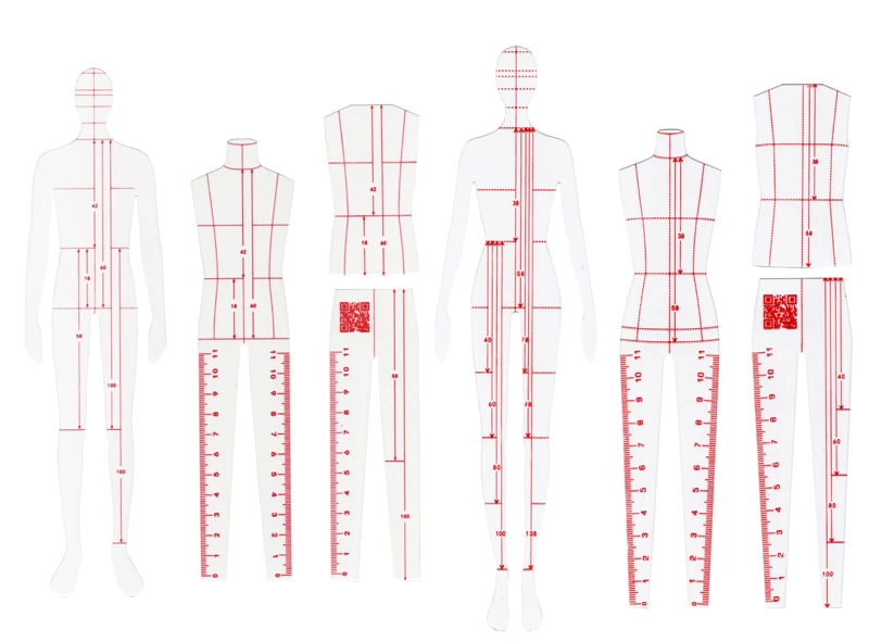 Men And Women Regular Suit Quilting Ruler Clothing Design Model Rulers Hand-painted Mold Effect Style Template Ruler