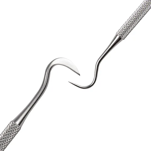 Imagen 2 del producto Raspador de herramienta para eliminar sarro curvado de doble punta Dental, placa de cálculo de acero inoxidable Removedor de herramientas de limpieza dental para dentista