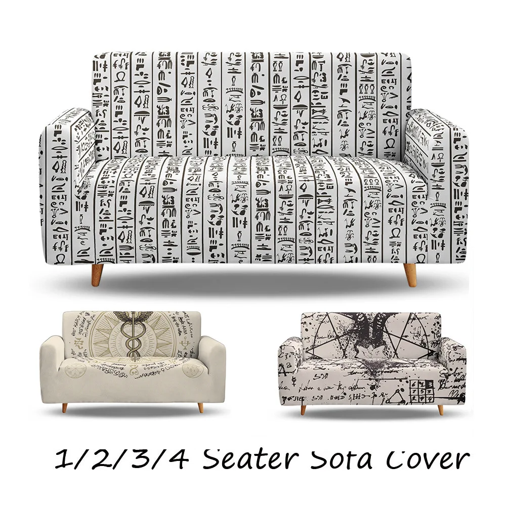 

Egyptian Script Sofa Slipcover Chair Protector For Living Room Elastic Sofa Covers Hot Sell Single/Two/Three/Four-Seat