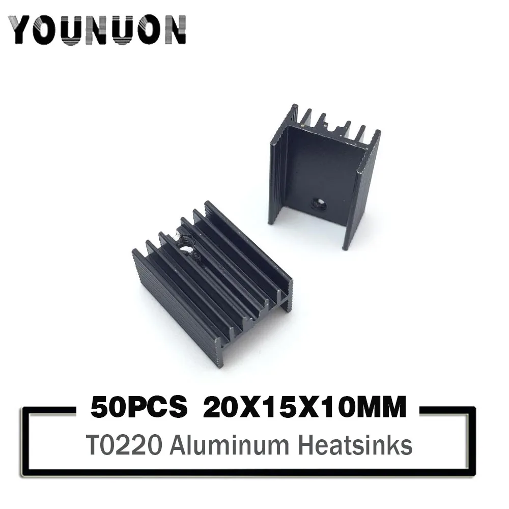 

50PCS YOUNUON T0-220 20x15x11mm Stepper Driver MOSFET Transistor IC Aluminum Heatsink Heat Sink Cooling Fin For VGA RAM