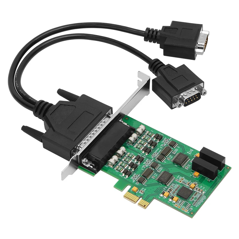 

PCIe to Two Port DB9 com Rs232 485 / 422 Serial Card Magnetic Couple Isolation Lightning Surge with Terminal Exar xr17v3