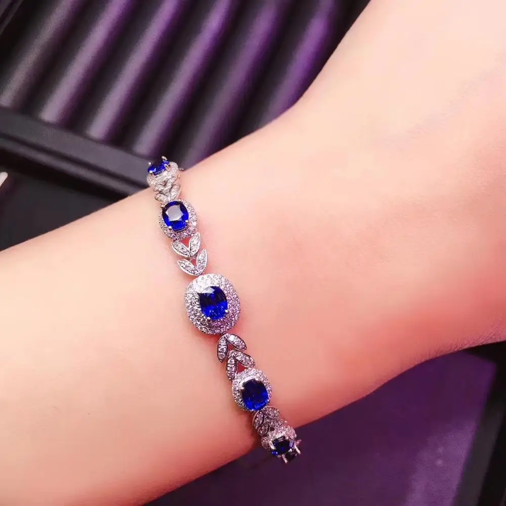KJJEAXCMY fine jewelry natural sapphire 925 sterling silver new women hand bracelet support test trendy hot selling