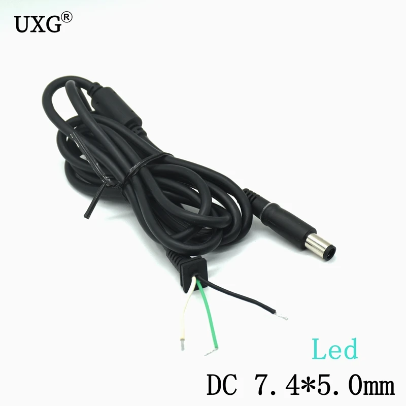 1.2M 7.4 x 5.0 mm Zasilacz DC Jack Ładowarka Adapter Wtyczka Przewód Złącze Kabel Zasilający z diodą LED do laptopa Dell HP