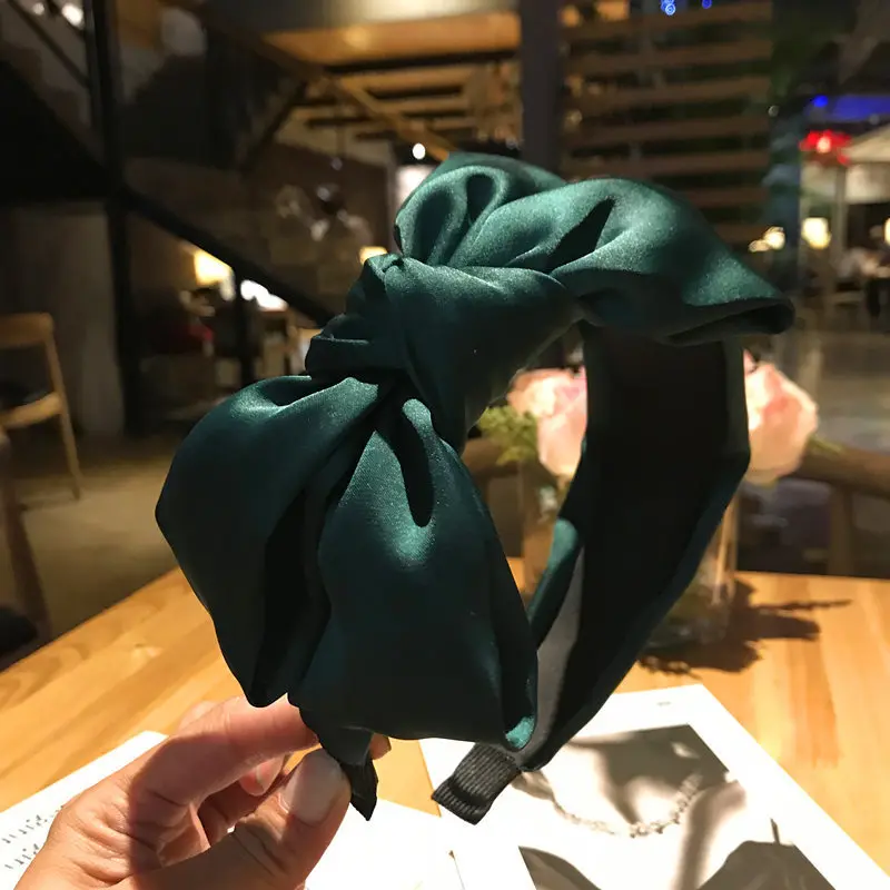 Autumn and winter new hairpin satin chiffon fabric headband multi-layer oversized bow wide-sided non-slip headband women