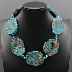 GG Blue Ocean jaspers Sea Stone Raw Blue Ocean Stone Agate Slab Nugget blue crystal Necklace Handmade For Women Fashion