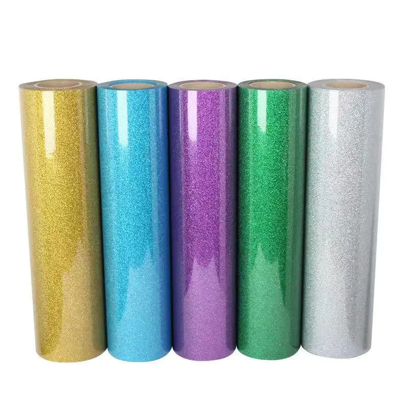 25cmx150cm Beautiful Color Glitter Heat Transfer Vinyl Press Cutting Plotter Iron On HTV Film