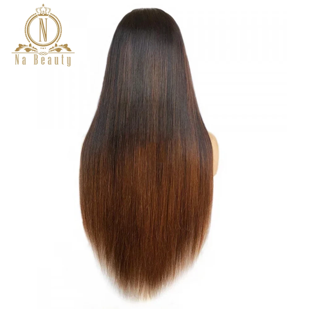 180 HD โปร่งใสลูกไม้วิกผมสีน้ำตาลตรง Ombre สี 13X6 ลูกไม้ด้านหน้าด้านหน้ามนุษย์ Wigs ผมผู้หญิง Nabeauty Remy