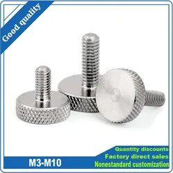 1/5pc M3 M4 M5 M6 M8 M10 GB835 304 A2-70 Stainless Steel Knurl Flat Head Hand Tighten Curtain Wall Glass Thumb Screw Bolt DIN653