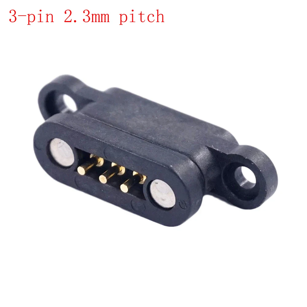 1 Paar Lente Geladen Magnetische Pogo Pin Connector 3 Posities Magneten Pitch 2.3 Mm 3Pthrough Gaten Pcb Soldeer Mannelijke vrouwelijke Probe