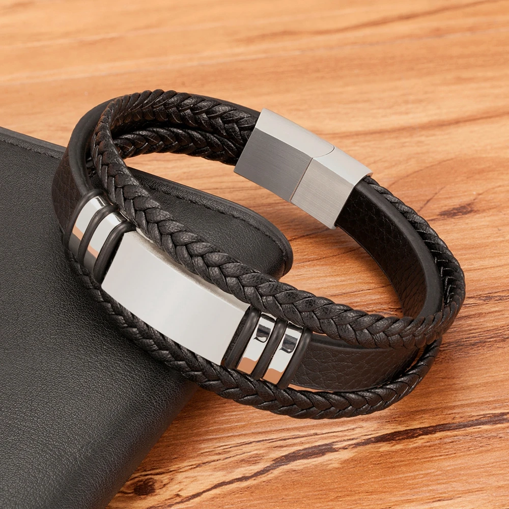 Xqni Kombination kleine Accessoires Edelstahl Herren Leder armband mehr schicht iges Weben für hübsche Jungen Geburtstags geschenk