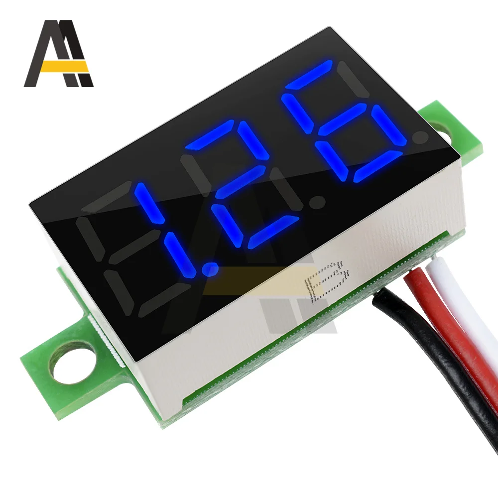 0.36นิ้วโวลต์มิเตอร์ DC 0-30V 3สายไฟ LED รถยนต์เครื่องวัดแรงดันไฟฟ้าโวลต์มิเตอร์แผง3หลักแรงดันไฟฟ้าปัจจุบัน