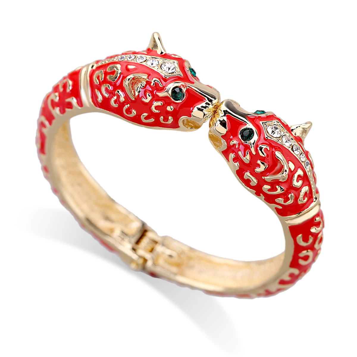 HAHA&TOTO Trendy Leopard Animal Cuff Bracelet Statement Bangle for Women Gold Plating with Colorful Enamel Bracelet Pulseira