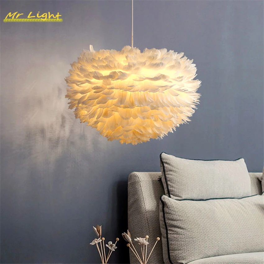 

Nordic Luxury Pendant Lights Lighting Modern Feather Pendant Lamp Bedroom Living Room Cafe Home Decor Hanging Lamps Luminaries