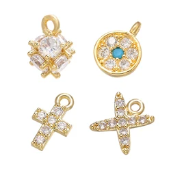 ZHUKOU Brass cute Cross crystal necklace pendant for women DIY handmade necklace jewelry accessories making findings model:VD664