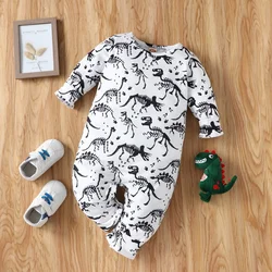 Spring Fall Baby Clothes Cotton Cartoon Dinosaur Print Long Sleeve Baby Rompers Casual Baby Boy Clothes Baby Girl Clothes 0-18M