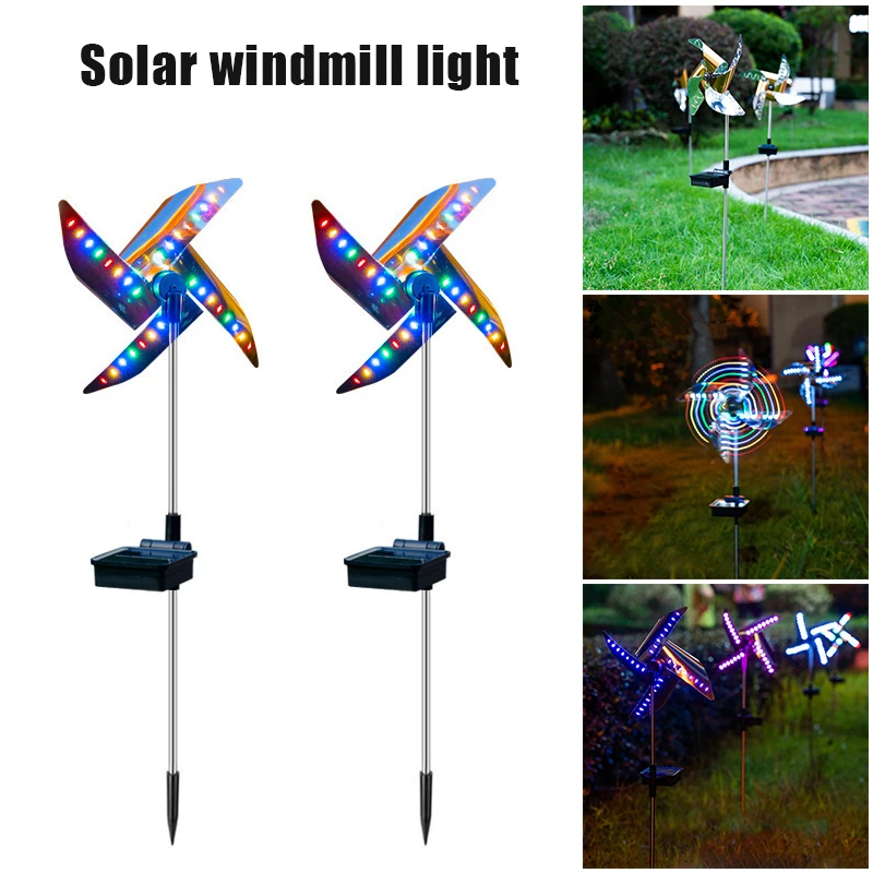 

2 PCS Solar Rotating Windmill Landscape Light Outdoor Waterproof Inserting Decorative Garden LED Lamp Garden Decoration Outdoor