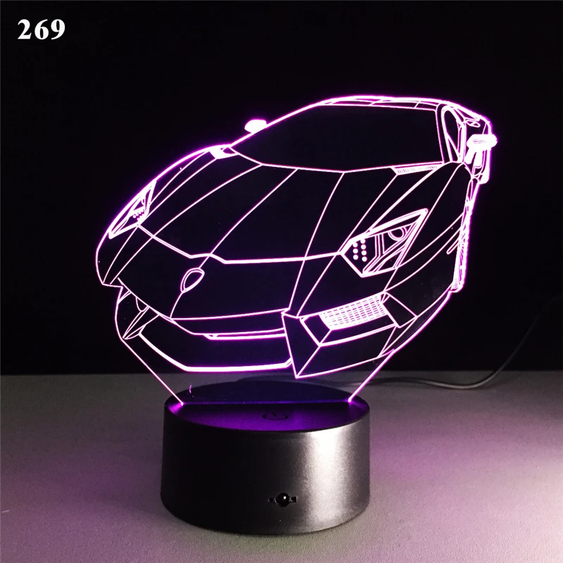 3D Night Light Racing Sports Car F1 4DW Car Game Model LED Acrylic NightLight Atmosphere Table Lamp Christmas Friends Kid Gift