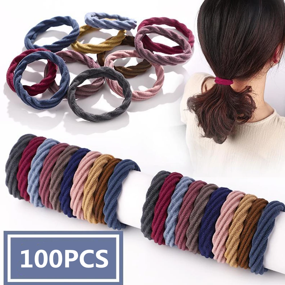 100/Pack Geometry Wave Hair Rope For Women Seamless Towel Loop Women Hair Bands Gril Fashion Hair Accessories Headdress