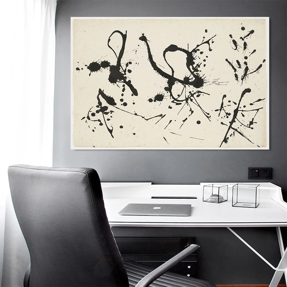 Citon Jackson Pollock《Untitled.4》Canvas Art Oil Painting World Famous Artwork Poster Picture Modern Wall Decor Home Decoration