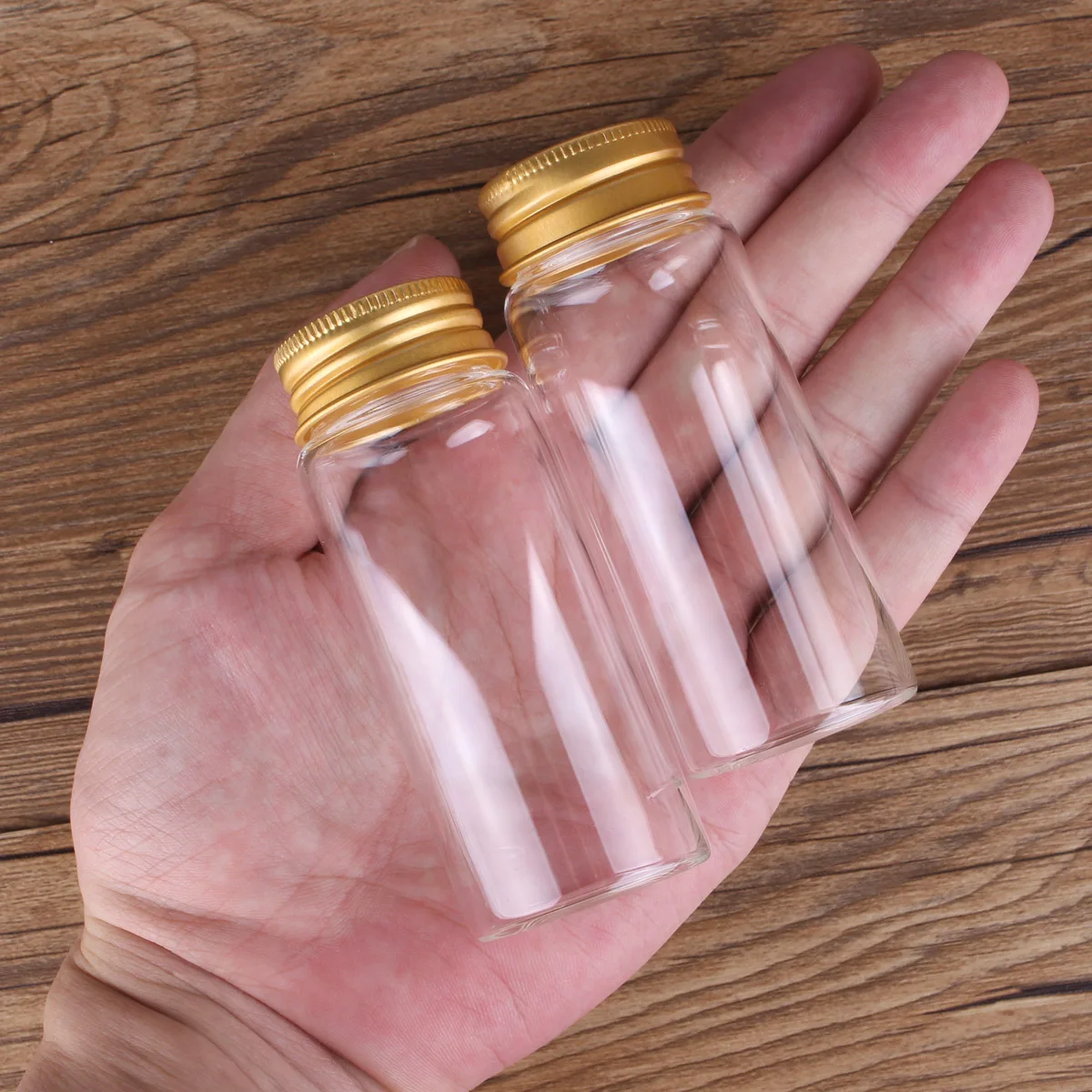 3pcs 70ml 37*90mm Candy Bottles Glass Jars with Golden Aluminum Caps Glass Bottles Storage Jars Pill Container for DIY Crafts