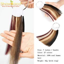 Extensão de cabelo para salão de beleza showcoco, cabelo virgem, colorido, para extensão de cabelo humano, com gráfico de mostradores