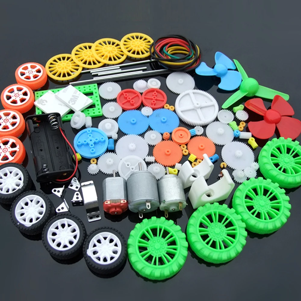 

112Pcs DC Motor Kit Electric Mini Motor & Plastic Gears Bracket Shaft Propeller For DIY Toy Car Boat Robot Scientific Experiment