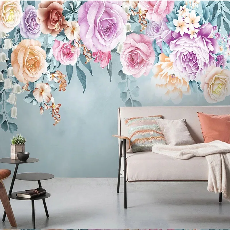 

Custom 3D Mural Flower Wallpaper Pastoral Floral Background For Living Room Bedroom Wall Covering Home Decor Papel De Pared