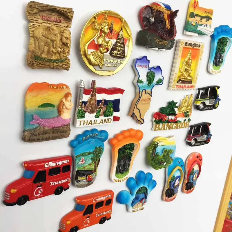 Thailand Tourist Souvenir Creative Footprint Pattaya Phuket Beach Bangkok Stamps Flip Flop Koh Chan Fridge Magnet Country Decor