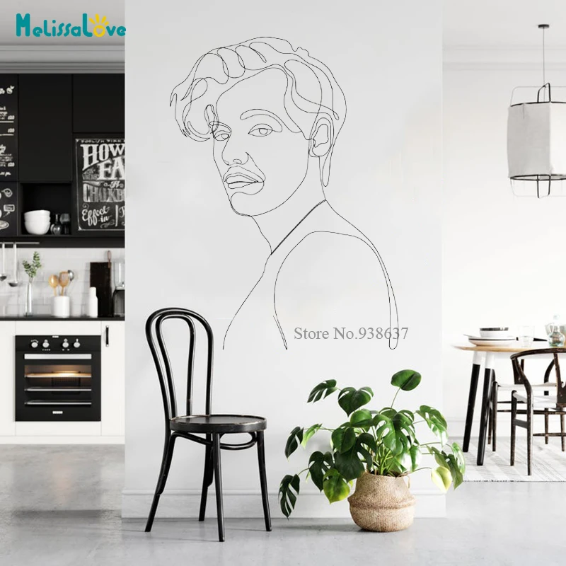 Minimalist Man One Line Mordern Decal Living Room Home Decor Removable Vinyl Wall Stickers BD661