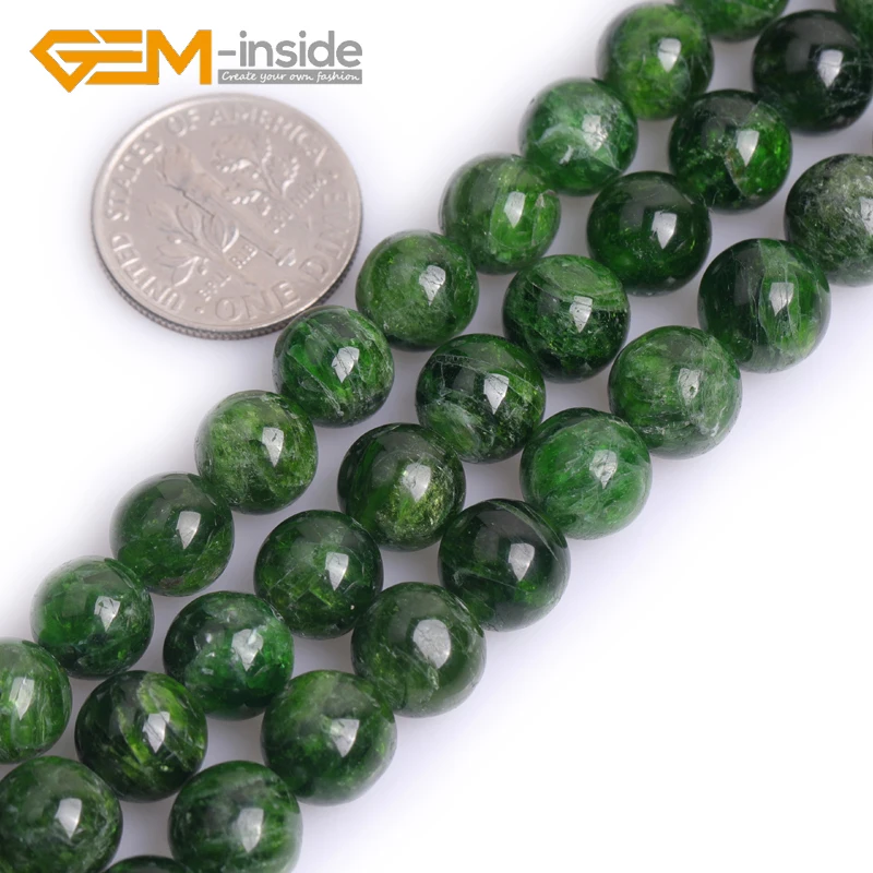 AAA Grade Natural Round Smooth Green Diopside Loose Beads For Jewelry Making Strand 15 inches 6mm-14mm Wholesale High Quality