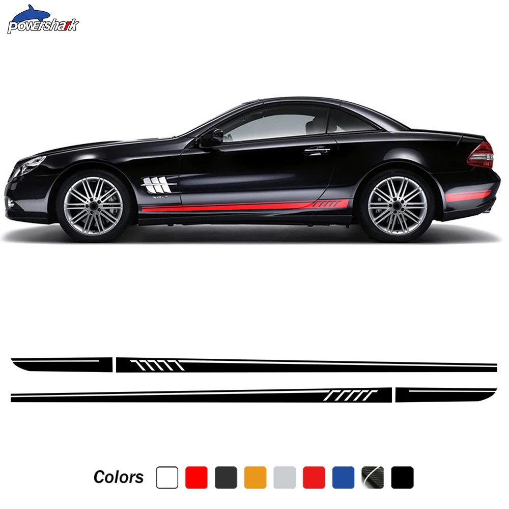 2 Pcs Edition AMG Car Door Side Stripes Skirt Sticker Vinyl Decal For Mercedes Benz SL Class R230 R231 SL500 SL350 Accessories