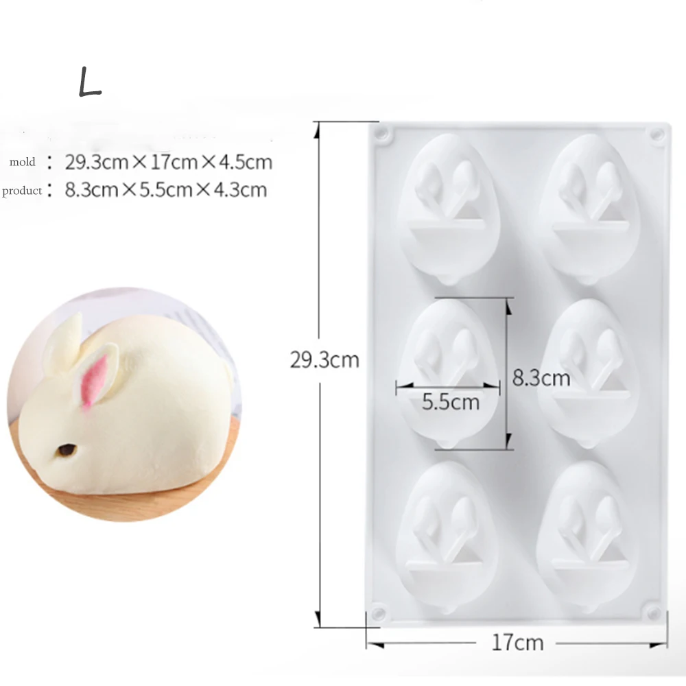 Cake Decorating Moulds Silicone 3D Easter Bunny Rabbit Cake Molds Silicone Molds For Baking Dessert Pastry Mousse 6 Forms Tools