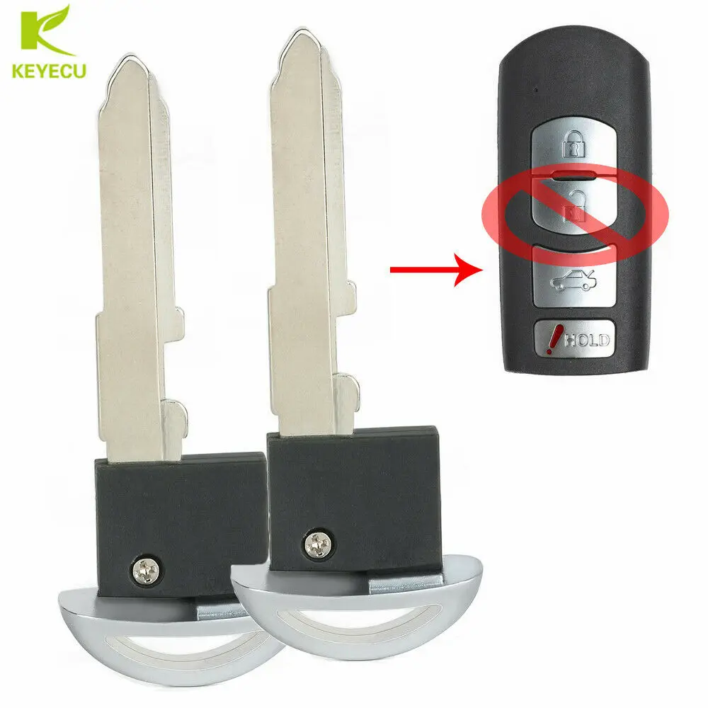 

KEYECU 2PCS Uncut Replacement Remote Smart Key Emergency Insert Blade Blank for Mazda 3 5 6 CX-5 CX-7 CX-9 MX-5 Miata RX8