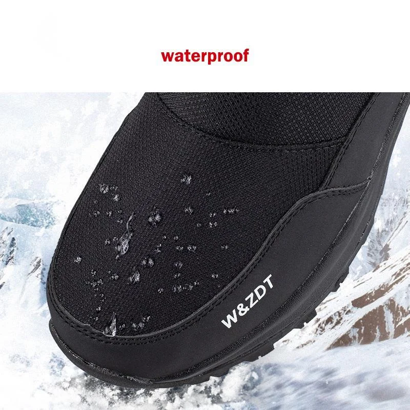 Men Winter Boots Man Outdoor Travel Snow Boots Zipper Non-slip Cotton Shoes Men Plus Velvet Keep Warm Casual Shoes Male 45 46