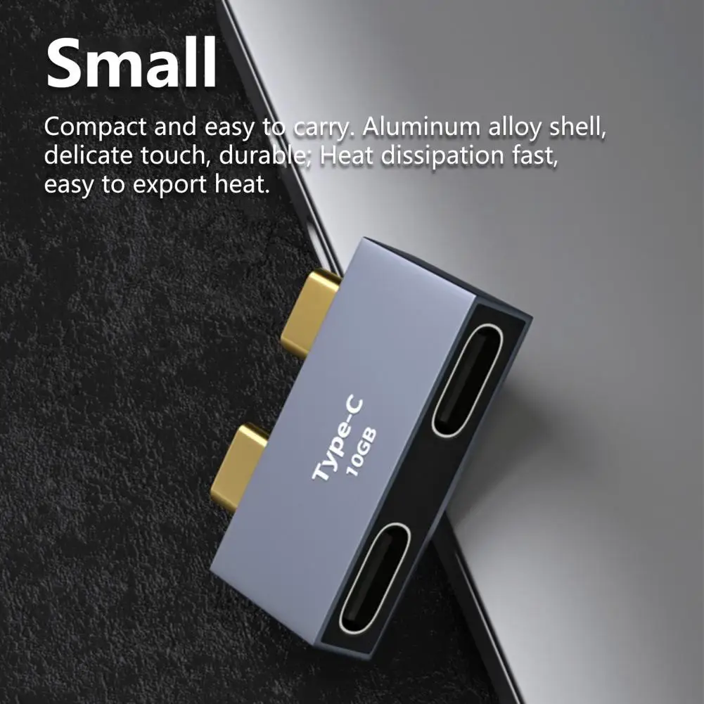 Adapter ładowania 100W stop aluminium Dual type-c męski na żeński przedłużacz ładowania dla MacBook Pro/Air type-c Adapter