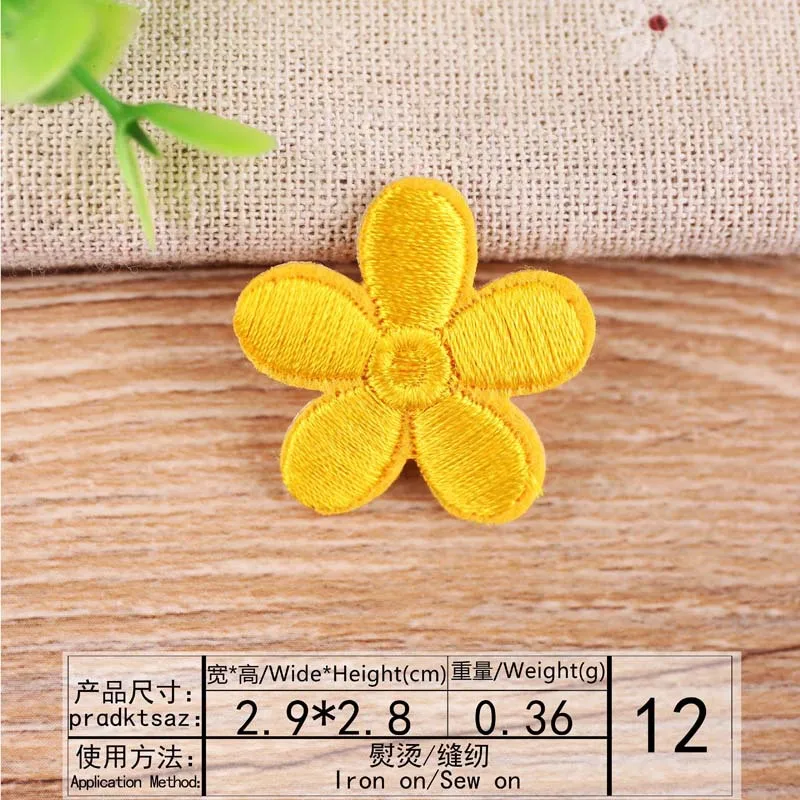 Small Sun Flower Embroidery Patches for Clothing Iron on Kids Clothes Decoration Appliques Stripes Badge Cloth Hole Repair DIY