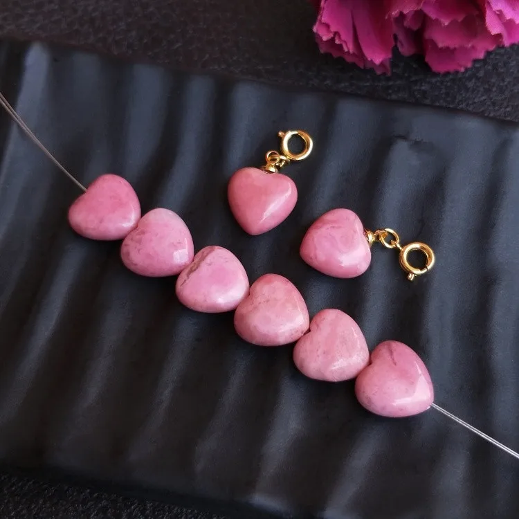 one piece loose beads pink rhodonite pendant nature for making jewelry necklace FPPJ wholesale