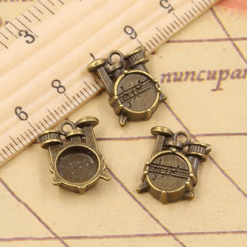 10pcs Charms Drum Kit Musical Set 16x14x4mm Tibetan Bronze Silver Color Pendants Antique Jewelry Making DIY Handmade Craft