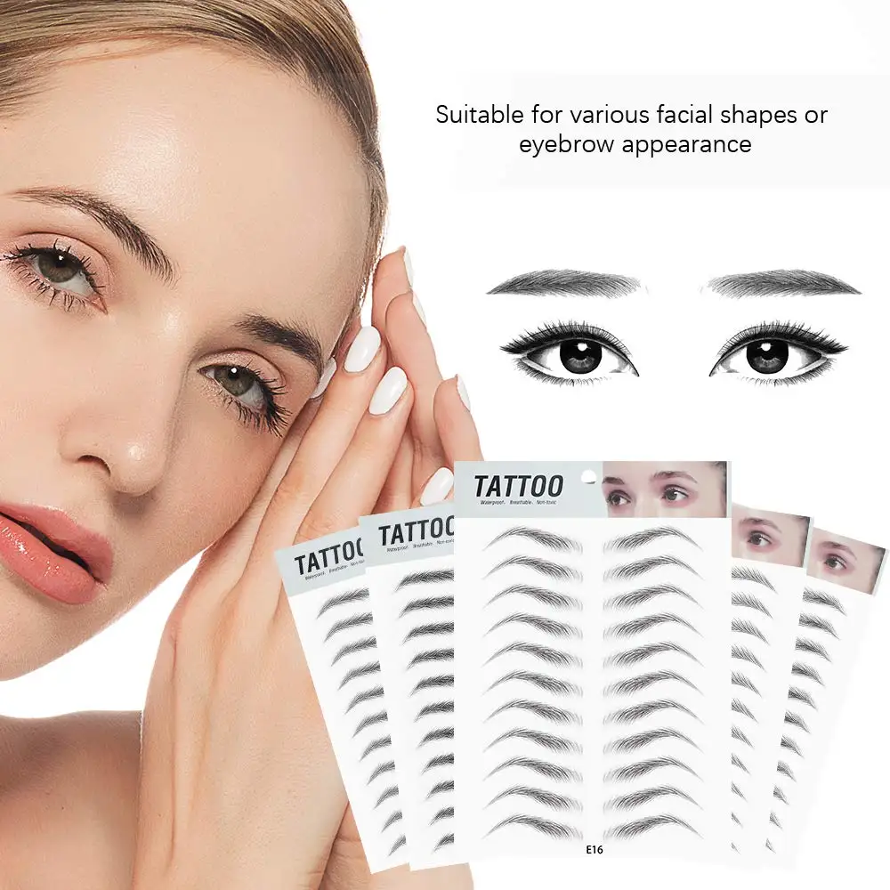 Eyebloguautocollant temporaire pour femme, tatouage étanche, simulation naturelle, 6D, 5 feuilles, vente chaude