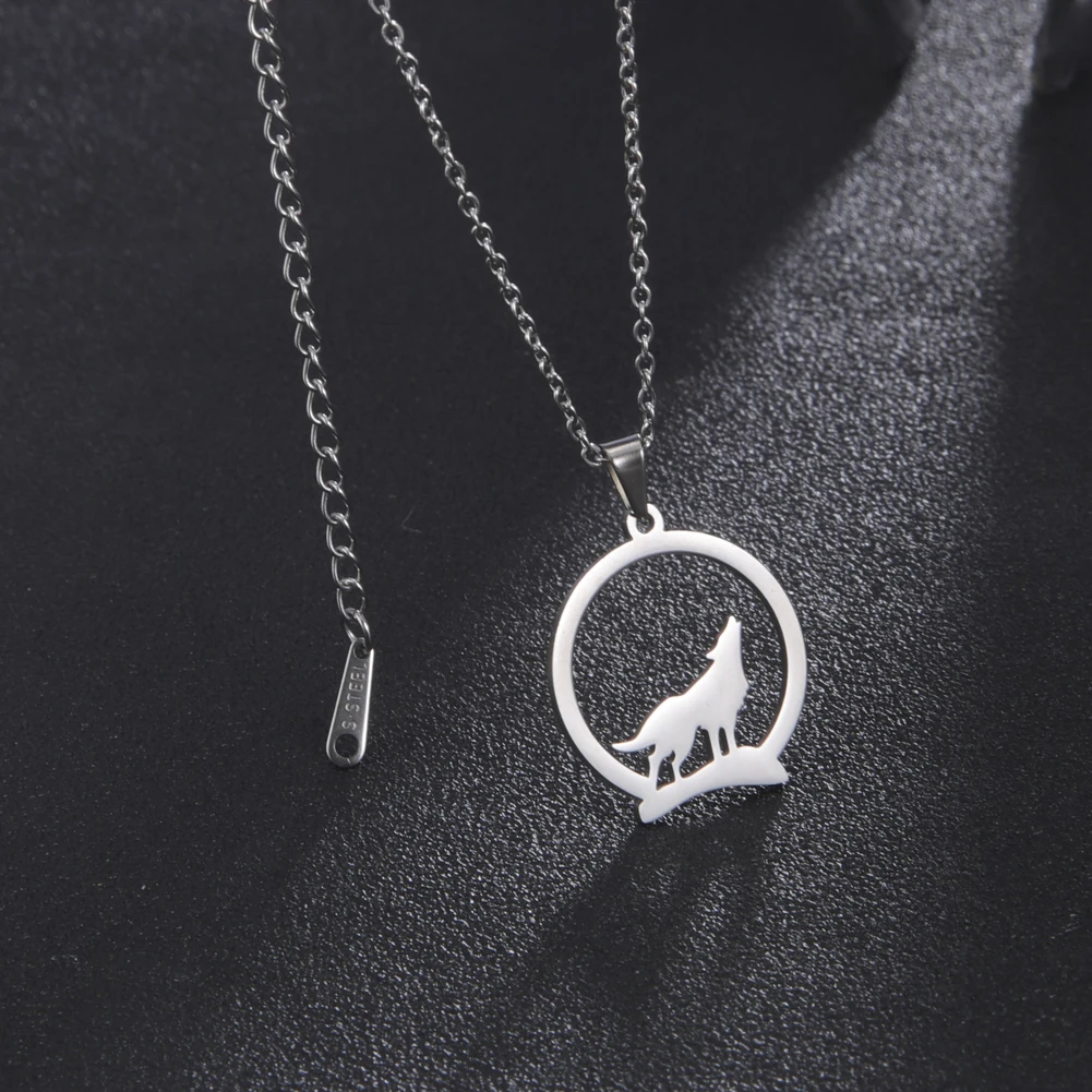 Unift Howling Wolf Hanger Ketting Voor Vrouwen Tibetaanse Wolf Patronus Amulet Charm Trendy Punk Rvs Choker Sieraden Gift